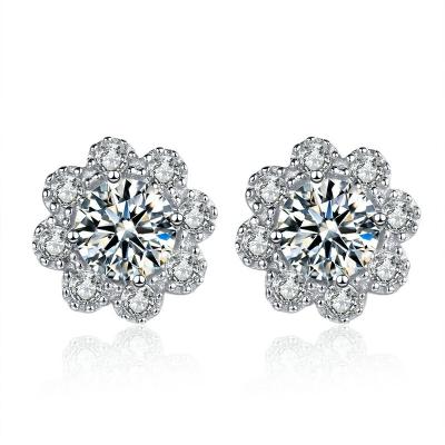 China NEW Trendy Fashion Style Flower Shape Earrings With Moissanite Diamond 925 Sterling Silver Earrings for sale