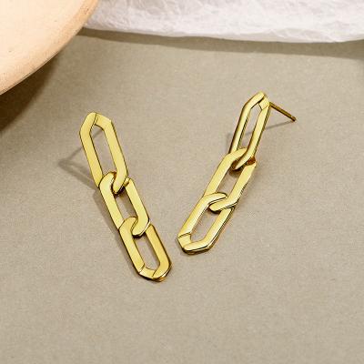 China Women's Jewelry Real Gold Plated 925 Sterling Silver Earrings Trendy Solid Chain Earrings Long Earrings for sale