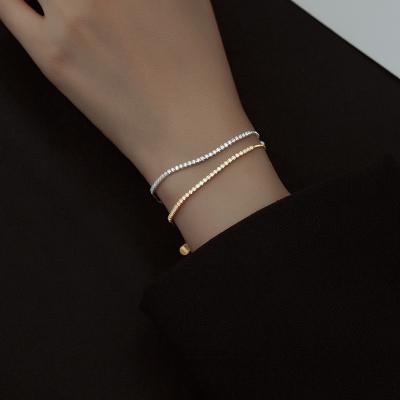 China 2022 FASHIONABLE New Tennis Box Chain With Zircon Gold Plated 925 Sterling Silver Jewelry Bracelet Women for sale