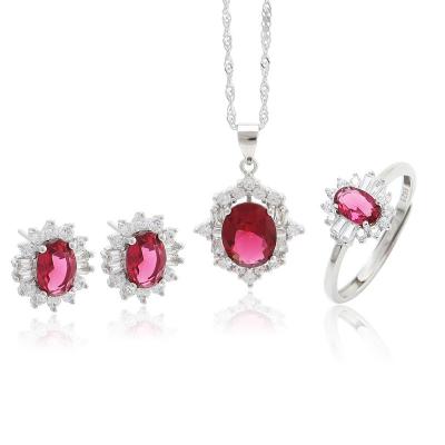 China Vintage Luxury 4A Zircon Jewelry Set Sterling Silver Colors Rhinestone Pendant Bridal Wedding Jewelry Sets for sale