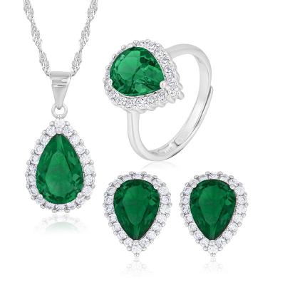 China Luxury Romantic Bridal Necklace Jewelry Set 925 Sterling Silver Jewelry Set Women Wedding Zircon Earrings for sale