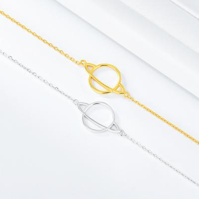 China FASHIONABLE Planet Charms Trendy Chain Women's Girls Foot Jewelry 925 Sterling Silver Anklets 18K Gold Plated for sale