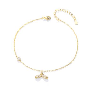 China TRENDY Fishtail Charms Chains 18K Gold Plated Foot Jewelry 925 Sterling Silver Anklets For Women for sale