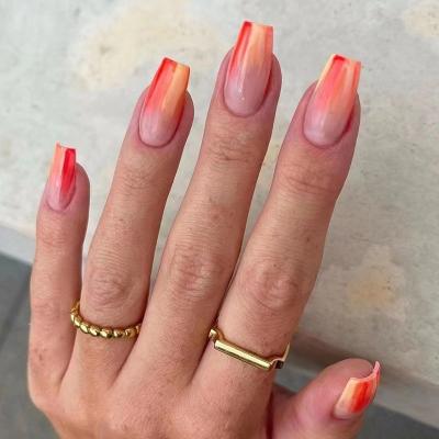 China Free Space 24pcs Color DIY Box Finger Art Tips Full Cover Square False Nails Adjustable Design Popular Fake Nails Seamless Custom Finger for sale