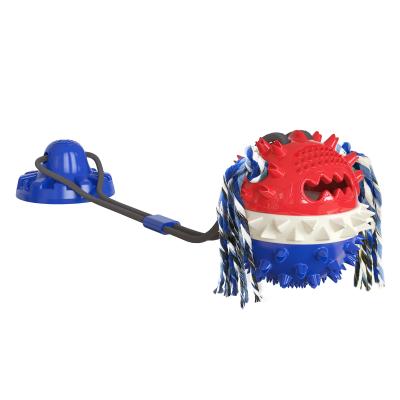 China Viable Interactive Dog Toy Plastic Anti-molar Sucker Rope With Suction Cup Pet Chewing Toy for sale