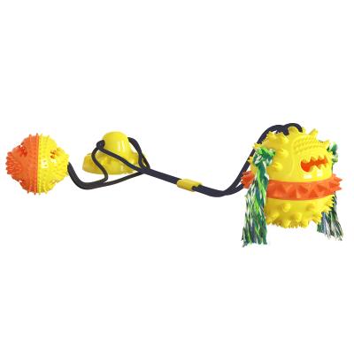 China Viable Manufacturer Wholesale Interactive Dog Toy Rope Ball With Sucker Dog Teeth Training Pet Chewing Toy for sale