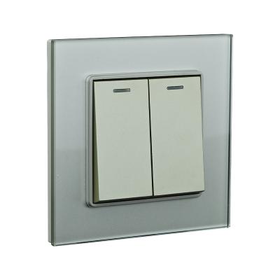 China Connecting Power Wholesales Intermediate Panel 86*86mm 10A 250V 2 Glass Strip Wall Switch Panel for sale