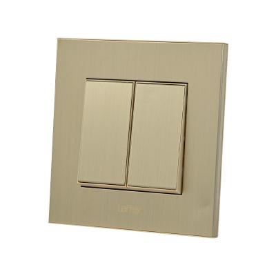 China Power British Standard 86*86mm Gold Color 2 Connecting Band 2 Way Rocker Switch for sale