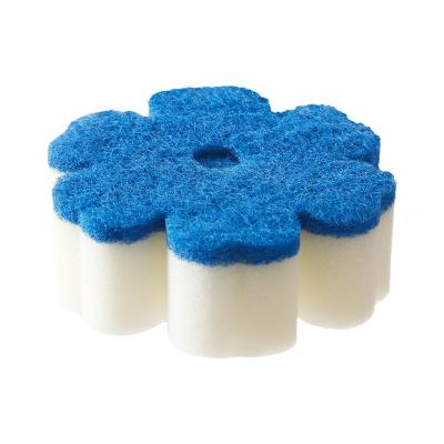 China Derun Flower Shape Stocked Heavy Duty Scrubber With PU Sponge Or Magic Eraser Sponge for sale