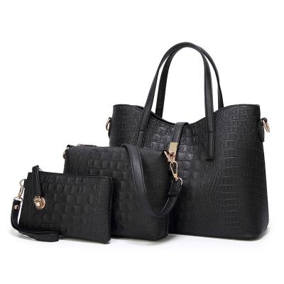 China Wholesale Custom Made Lady Leather Handbag 3pcs Fashion High Quality PU Leather Handbag Set Bag Women's Bags for sale