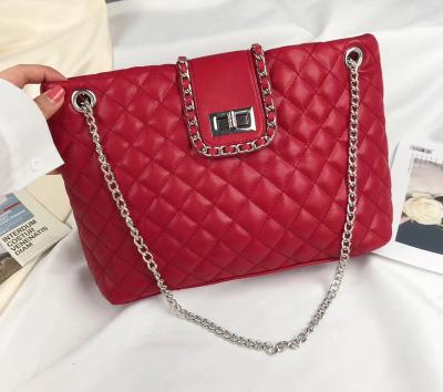 China PU Leather Women Bags 2020 Korean Genuine Fashion Trend Rhombus Wild Cross - Full Body Chain Shoulder Bags Lady Grain Leather Bag for sale