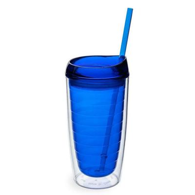 China Classic 16oz Double Wall Sustainable Acrylic Cup Clear Plastic Tumbler With Lid And Straw for sale