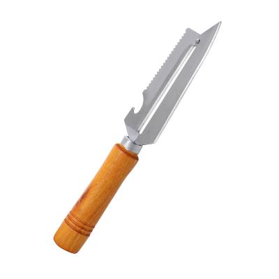 China Sustainable Multifunctional Three-in-One Stainless Steel Paring Knife With Wooden Handle for sale