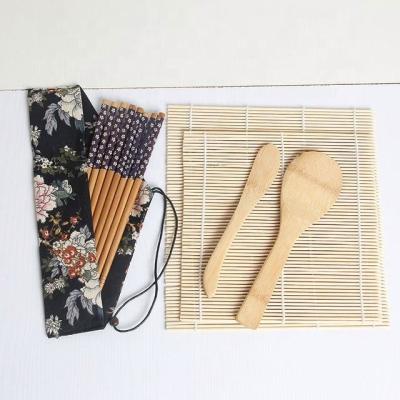 China Good Quality Viable Popular Natural Texture Best Sushi Kit Including Rolling Mat /Rice Bamboo Paddle for sale