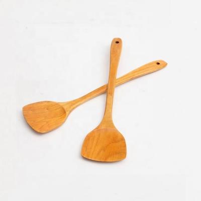 China Food Grade Environmental Sustainable High Quality Kitchen Cooking Shovel Wooden Handle Long Spatula Pancake Turner for sale