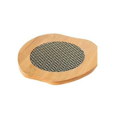 China Wholesale Viable Fancy Metal Zinc Alloy Bamboo Coasters for Table Decoration, Non-slip Adiabatic Place Mat for sale