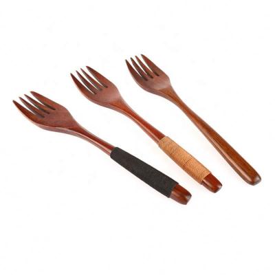 China Eco-friendly Japanese Wooden Salad Dinner Fork Dinnerware Tableware For Kids Adult Eating Cooking for sale