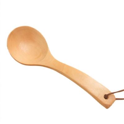 China Large Cheap Wooden Hot Pot Serving Spoon Viable For Craft, Household Tableware Spoon With Curved Handle for sale