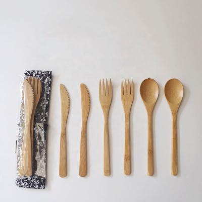 China Small Wooden Spoon Carry Reusable Bamboo Tableware Set Easy New Products Viable Tableware for sale