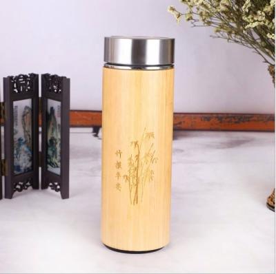 China Hot Creative Purple Ceramic Liner Mug Vacuum Sand Flask Vacuum Stainless Steel Business Gift Elegant Bamboo Mug for sale