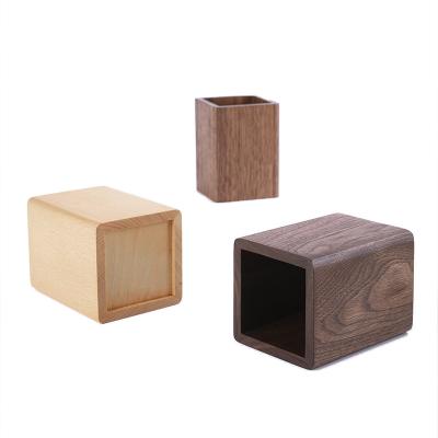 China Fancy Cute Wholesale Wooden Pencil Cup Calendar Rectangle Office Desktop Storage Pen Holder for sale