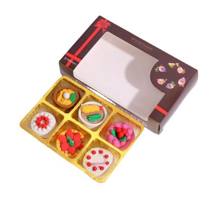 China Office Eraser Card Cute Mini Eraser Food Cake Eraser Package Set Student Primary School Eraser Gifts for sale