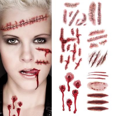 China New Scar Temporary Tattoo Super Realistic Halloween Wrapped Tattoo Stickers for sale