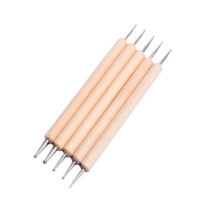 China Metel +wood Factory Wholesale 7 Nail Brush Disposable Nail Brush Round Nail Brushes Crimped for sale