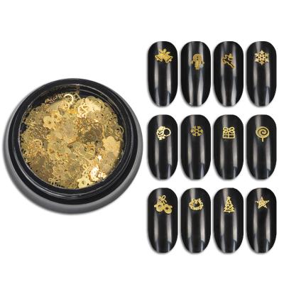 China Hot Sale 3D Nail Beauty Snowflakes Nail Art Foil Gold Flakes Nail Art Decoration Nail Strip for sale