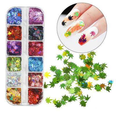 China Hot Fashion Customized Acrylic Nail Art Stereo Maple Leaf Powder Glitter Butterfly Nail Art Stickers Picture Nail Art for sale