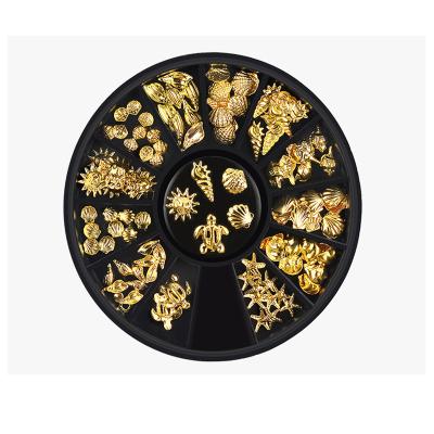 China New high quality conventional flat drill metal ocean nail decoration metal ocean gold nail decoration for sale