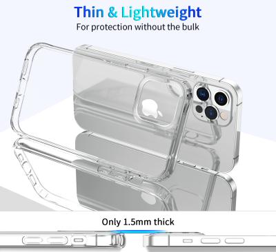 China Hot Selling Shockproof Dual TPU+Airbag Acrylic Hybrid Material Shockproof Clear Case For Phone 12 TPU Clear Cell Phone Case for sale