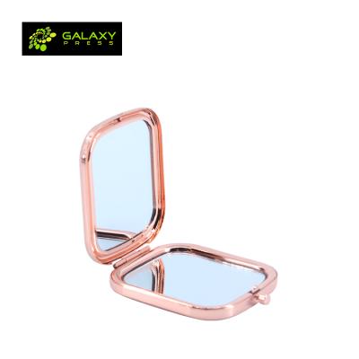 China Pocket Mirror Customized Sublimation Blanks Rose Gold Square Shape Metal Exquisite Compact Mirror For Heat Press for sale