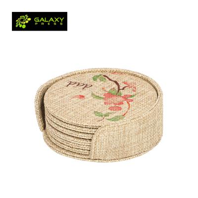 China Factory Price Sublimation Faux Burlap Blankets Mugs Coaster Set-6pcs for sale