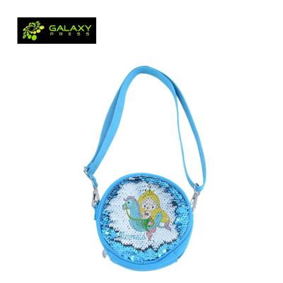 China Cute Kids Sublimation Sequin Blank Round Coin Bag Blue And Red for sale