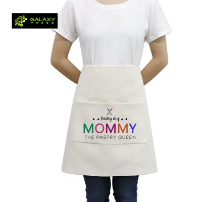 China With New Customized Long Strings Sublimation Customized Canvas Adult Apron For Sublimation Waist Apron With Long Strings for sale