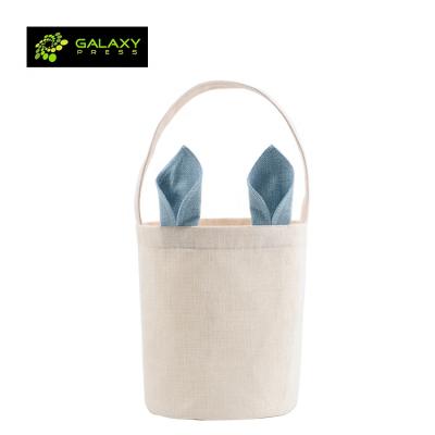 China Wholesale Sublimation Canvas Easter Basket-Natual With Pink Ear for sale