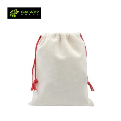 China Canvas Sublimation Masks Christmas Santa Canvas Drawstring Bag for sale