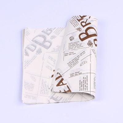 China Food Grade Disposable High Quality Printing Waterproof Paper For Bread Wrapping Wax Paper Food for sale