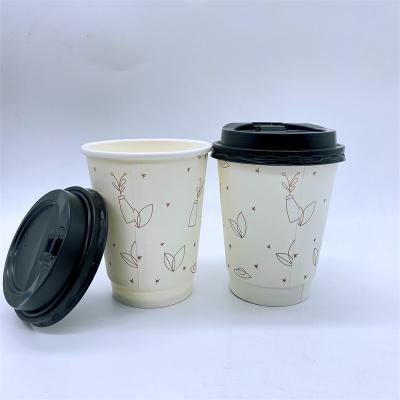 China Disposable custom printed pe coated coffee paper cups hot beverage coffee 12oz double wallpaper cup for sale