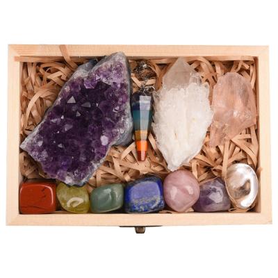 China China 11pc Amethyst Wooden Gift Quartz Group Crystal Mineral Specimen Healing Stones Natural Rough Stone Seven Chakras Therapy Ore for sale