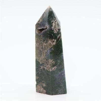 China China Natural Crafts Healing Crystals Polishing Moss Agate Small Crystal Point Moss Agate Crystal Mini Tower for sale