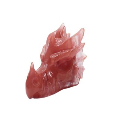 China China Product High Quality Good Crystal Therapy Stones Block Carve Red Gum Dragon Head Flower for sale