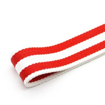 China Rich Bright Color Stripe Webbing Fabric Belt 25mm Red Green Cotton Webbing Heavy/Strong Grip For Purse Handbag for sale