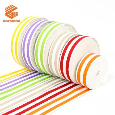 China Rich Bright Color/Strong Grip Polyester Network Webbing Webbing Stripe Rainbow Webbing Multicolor Cotton Blend Yarn-Dyed Webbing for sale