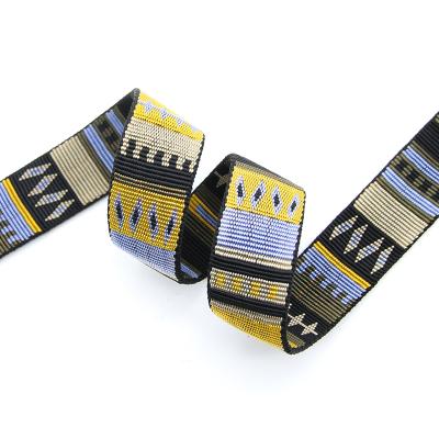 China Rich color/non-monotone stitching/jacquard nylon webbing DIY accessories ethnic style ribbon for garment bag strap for sale