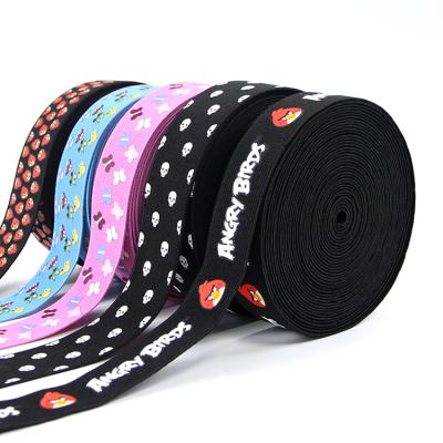 China High tenacity/durable fashion label cotton underwear custom printed imitation waistband printed soft elastic webbing band for backbags for sale