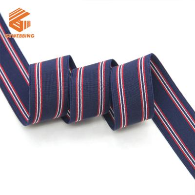 China Hot Selling Polyester Nylon Elastic Jacquard Flat Stripe Webbing For Garment Home Decoration for sale