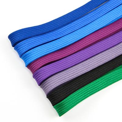 China Sustainable Eco-friendly Cotton Braided Tie String Durable Polyester Rope For Clothes Black Polyester Rope 9mm Flat Rope for sale