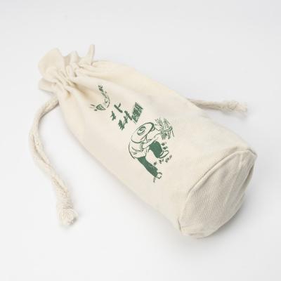 China Screen Printing Recyclable High End Custom Organic Cotton Muslin Bags Double Pocket Canvas Drawstring Bag Shopping Dust Bag For Handbag Shoe for sale